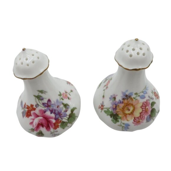 Royal CROWN DERBY Bone China Salt and Pepper Shaker With Floral Derby Posies - Picture 1 of 10